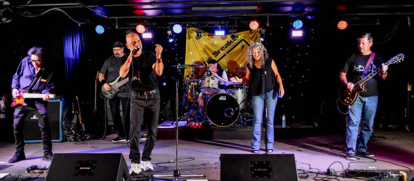 TTB on stage at Brass Monkey